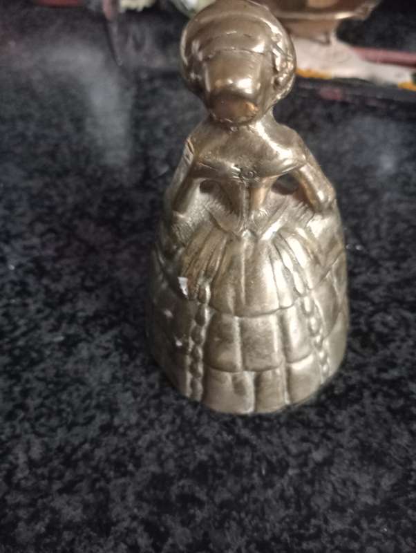 VINTAGE BRASS AND BRONZE VICTORIAN LADY BELL