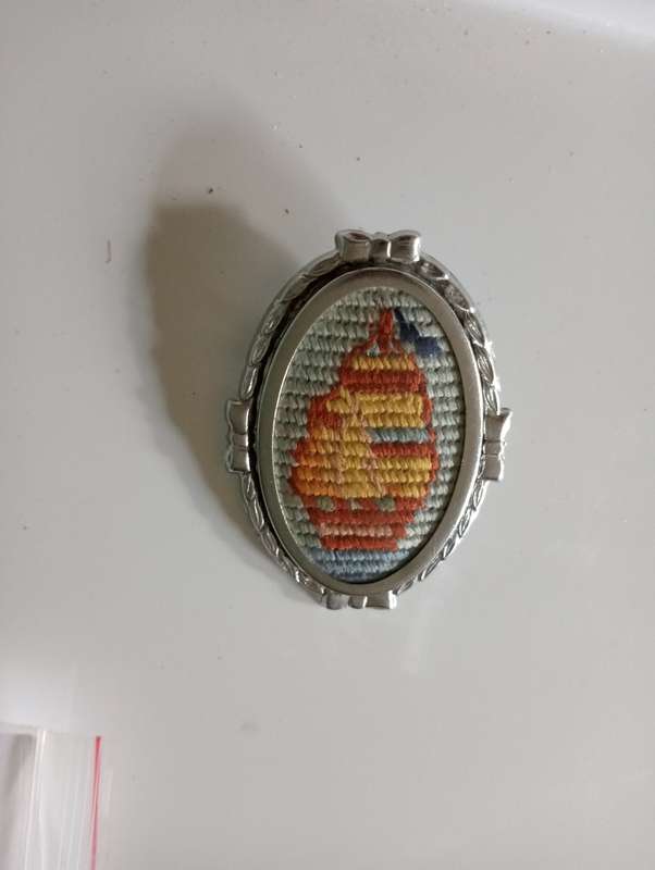 VINTAGE CROSSTITCH SHIP  SILVER PLATED BROOCH