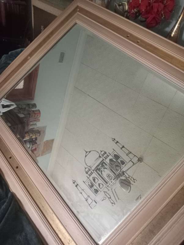 VINTAGE DOUBLE WOOD FRAMED MIRROR