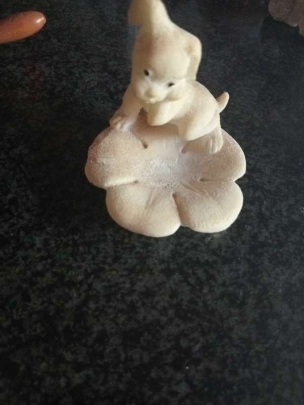 VINTAGE SMALL WHITE PUPPY  DOG ORNAMENT
