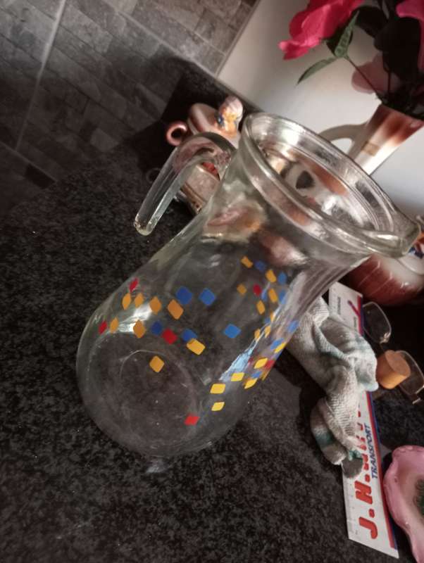 VINTAGE  GLASS WATER JUG