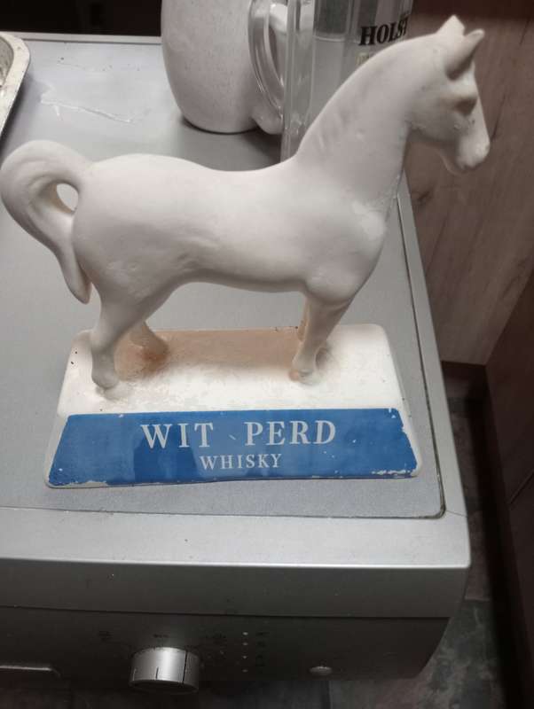 VINTAGE WHITE HORSE WHISKEY STAND