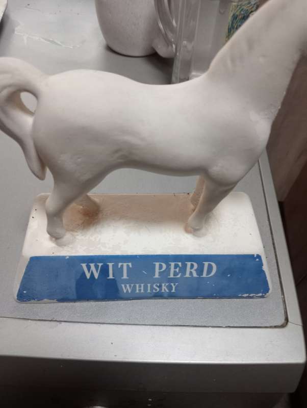 VINTAGE WHITE HORSE WHISKEY STAND
