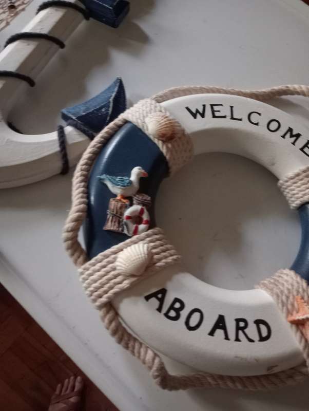 Vintage wooden fishermen decor set