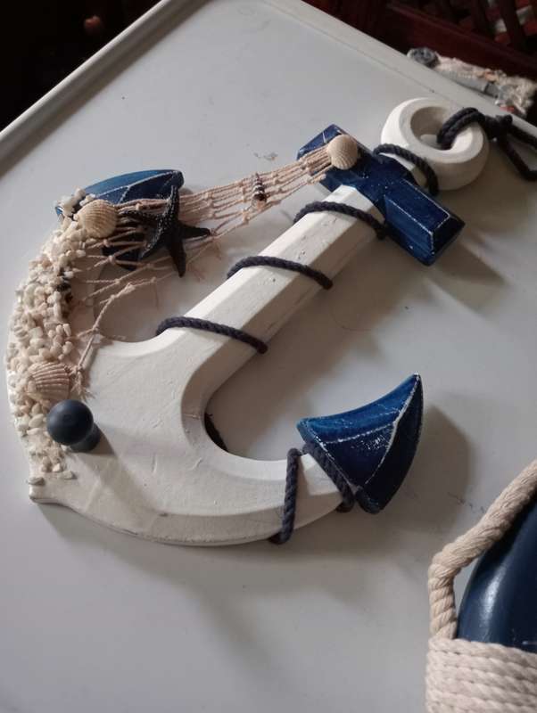 Vintage wooden fishermen decor set
