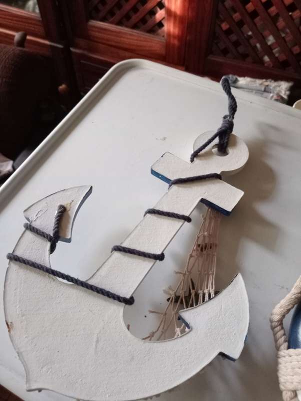 Vintage wooden fishermen decor set