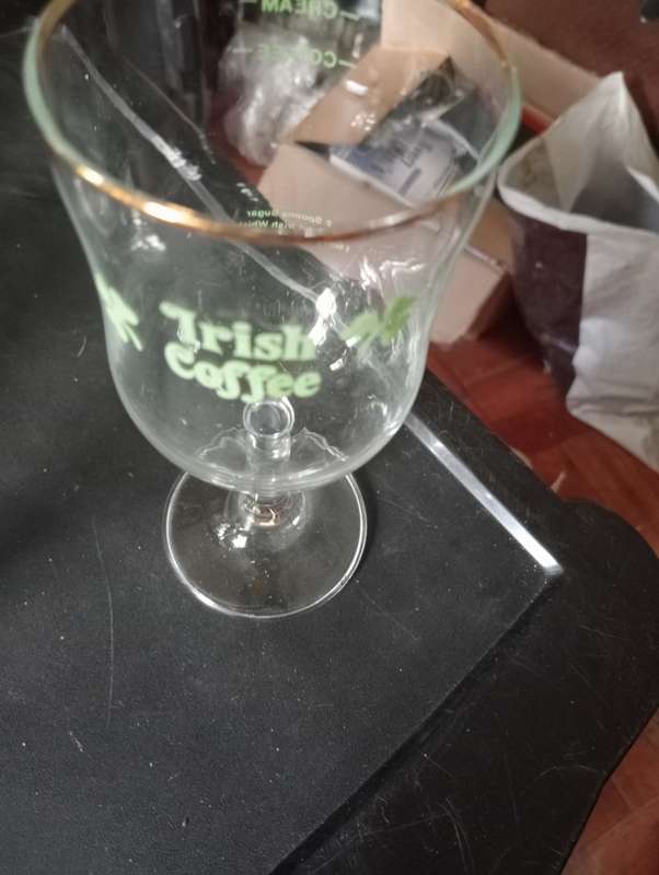 VINTAGE BIG IRISH COFFEE GILDED RIM GLASS