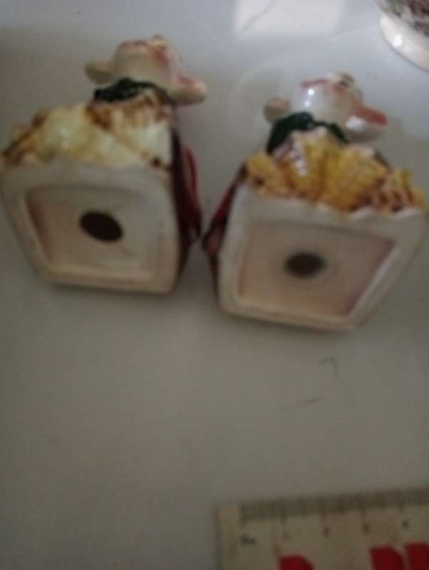 VINTAGE ELFIE GLAZED PORCELAIN SALT AND PEPPER SHAKERS