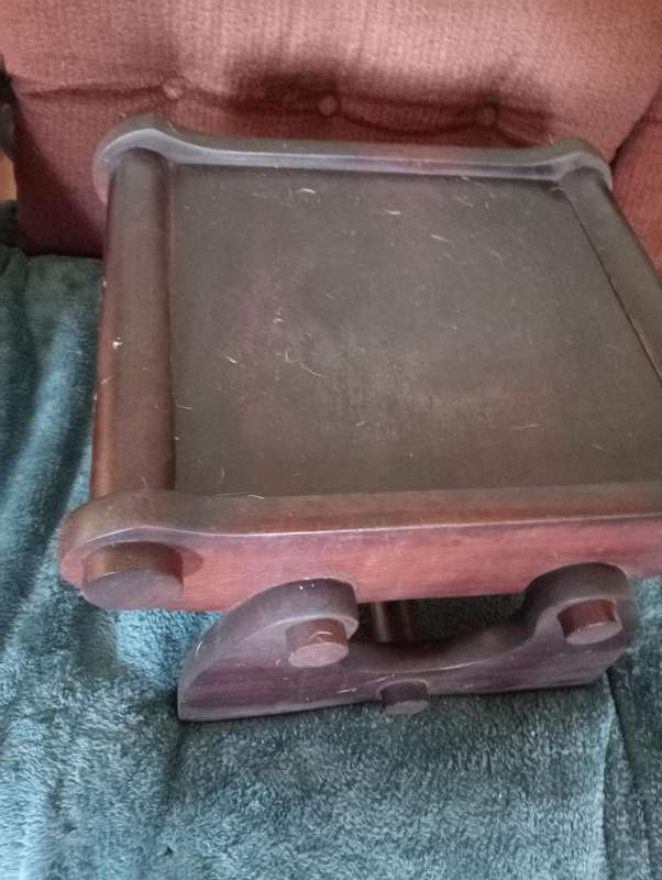 VINTAGE SOLID WOOD FOOTSTOOL OTTOMAN
