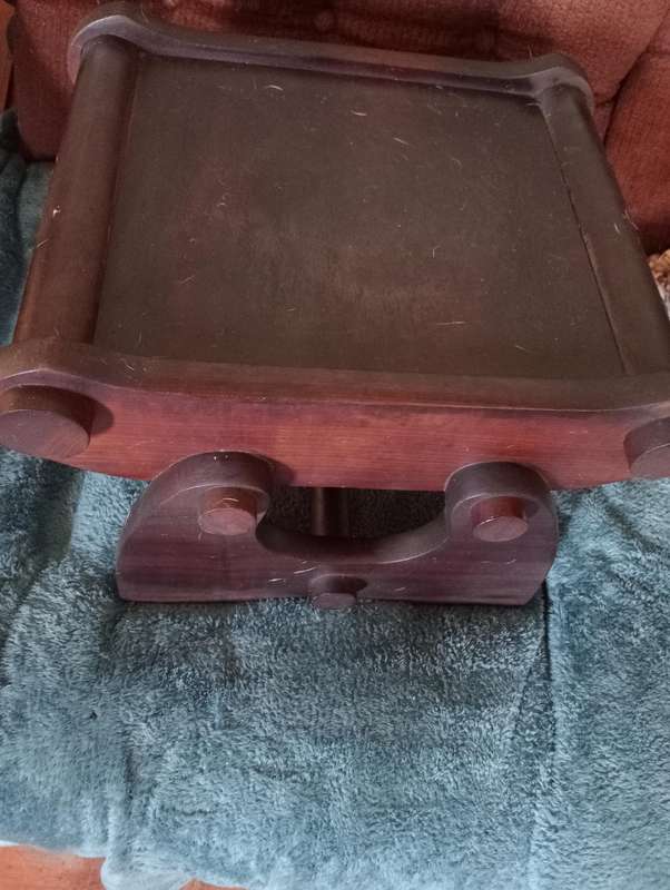 VINTAGE SOLID WOOD FOOTSTOOL OTTOMAN
