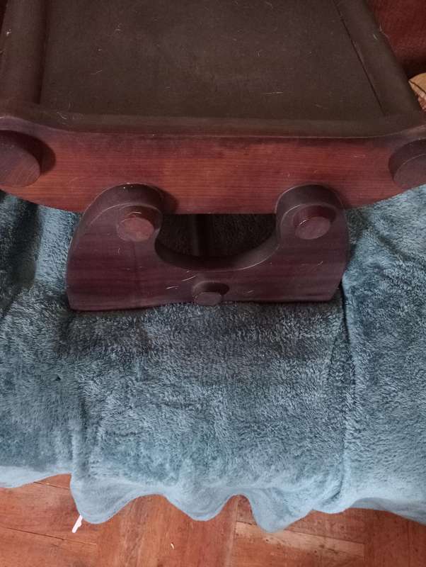 VINTAGE SOLID WOOD FOOTSTOOL OTTOMAN