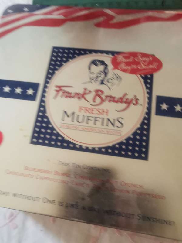 VINTAGE FRANK BRADYS FRESH MUFFINS TIN