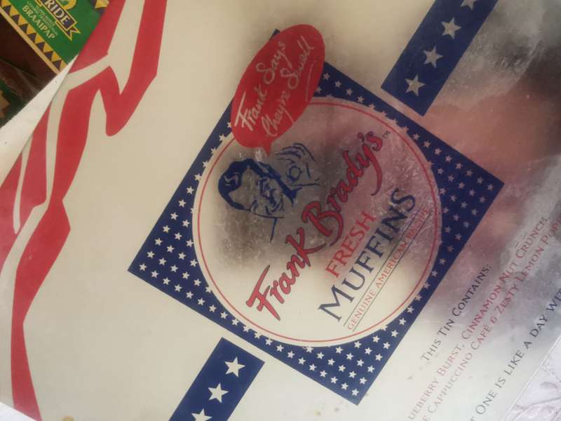 VINTAGE FRANK BRADYS FRESH MUFFINS TIN