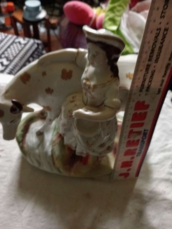STAFFORDSHIRE VICTORIAN MILK MAID WITH COW