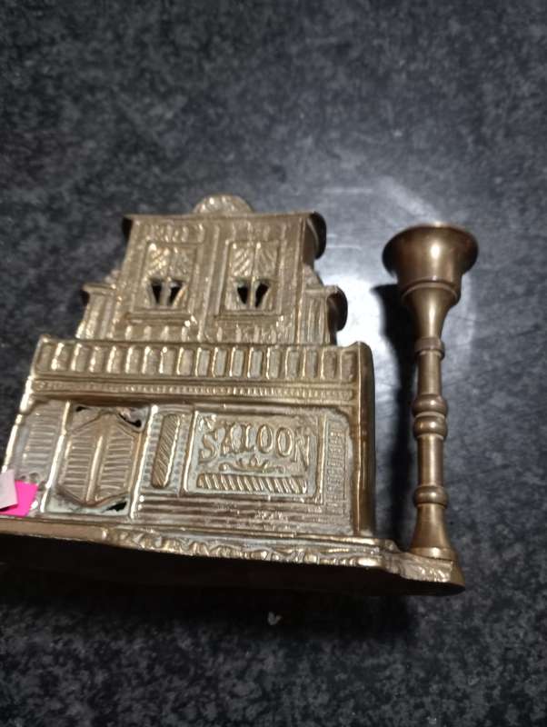 vintage  heavy brass saloon candle holder