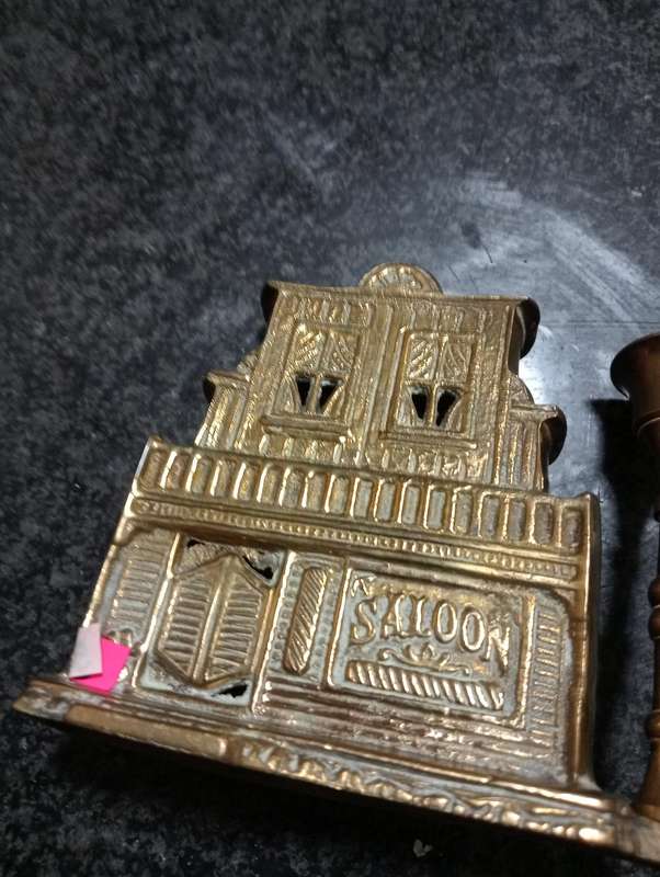 vintage  heavy brass saloon candle holder