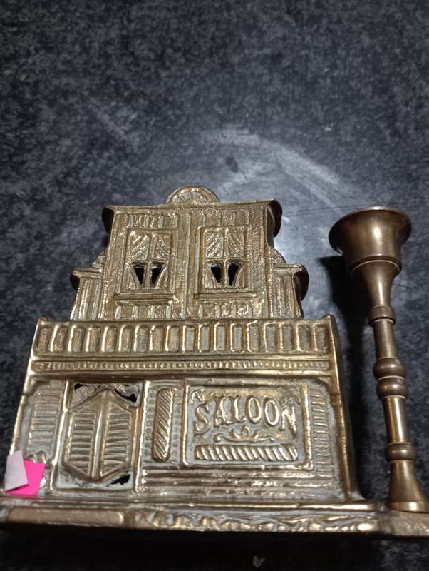 vintage  heavy brass saloon candle holder