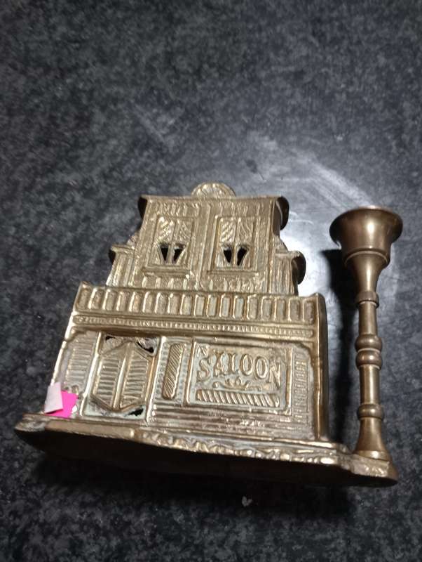 vintage  heavy brass saloon candle holder