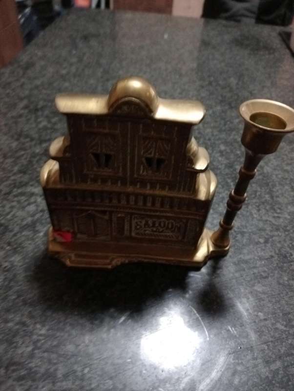 vintage  heavy brass saloon candle holder