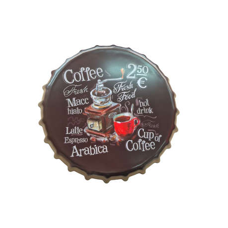 Coffee Theme Bottle Cap Sign - 35 cm