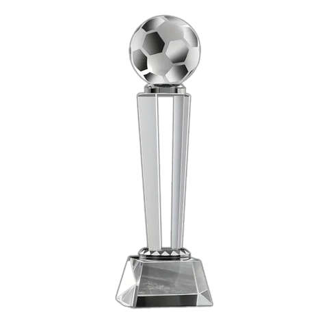 Engraved Crystal Soccer Ball Trophy with Gift Box Small: 24cm