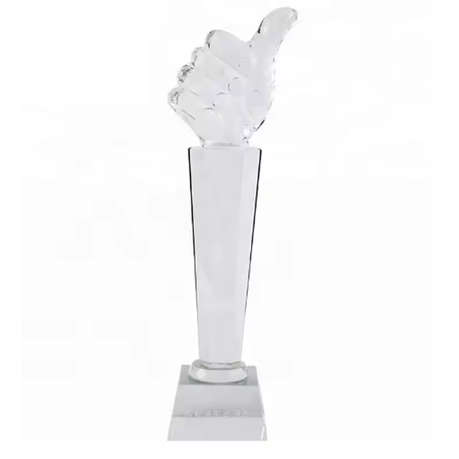 Crystal Glass Trophy Elegant Thumbs Up Award in Gift Box - Large 30cm