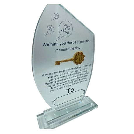 21st Birthday Crystal Plaque with Gift Box - A Timeless Keepsake
