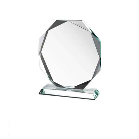 Octagon Glass Crystal Award Trophy with Gift Box Small 10×12 cm