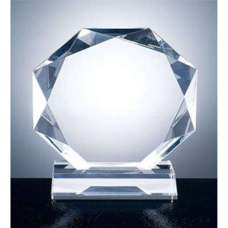 Octagon Glass Crystal Award Trophy with Gift Box Small 10×12 cm