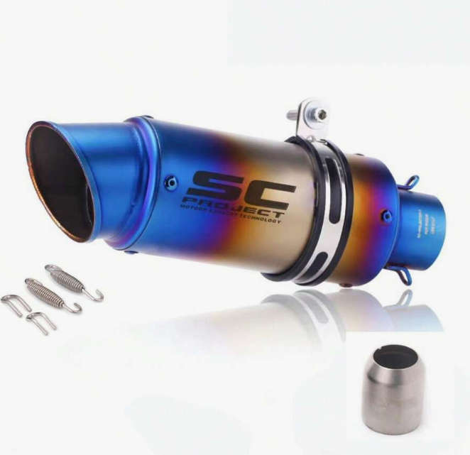 SC-Project Style Universal Motorcycle Muffler Exhaust 36-51mm Silver