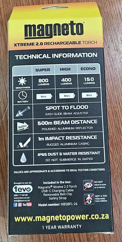 Megneto 800Lumens Xtreme 2.0 Recharable Torch on Auction now!!!