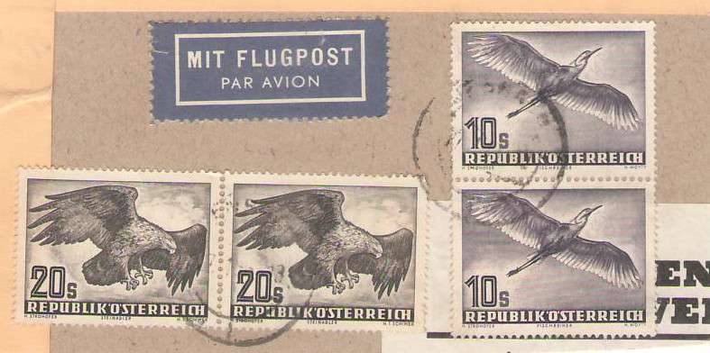 AUSTRIA 1952/3 GOLDEN EAGLE AND BUTEO ON PIECE CV R2000