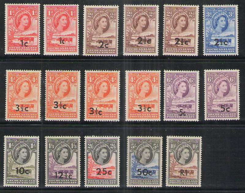 BECHUANALAND QE11 1961 OVERPRINT SET
