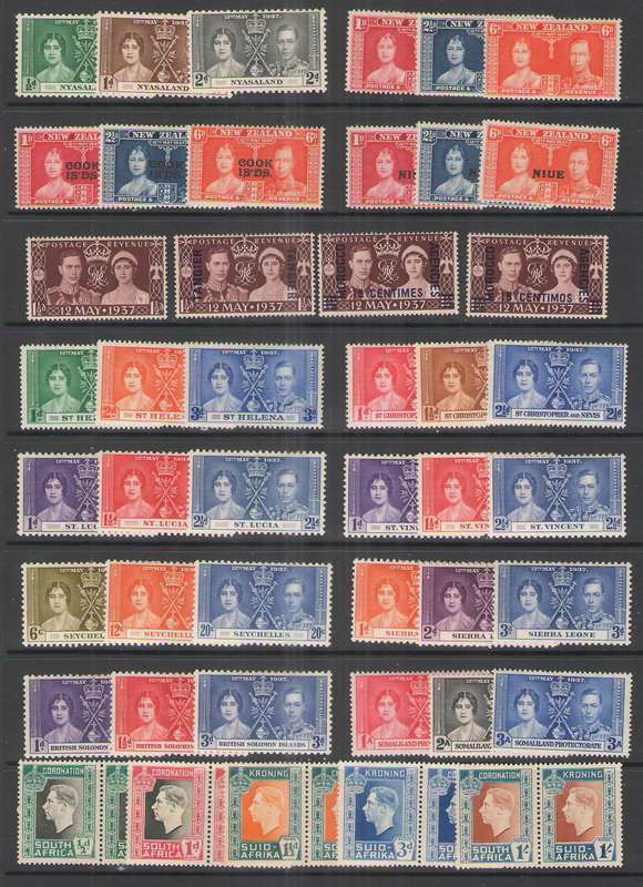 CORONATION ISSUE 1937 (18) SETS N-V LMM INCL SCARCE ST SETTLEMENTS SEE BELOW
