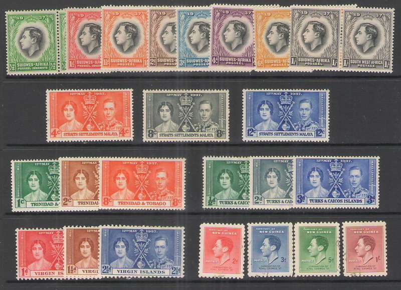 CORONATION ISSUE 1937 (18) SETS N-V LMM INCL SCARCE ST SETTLEMENTS SEE BELOW