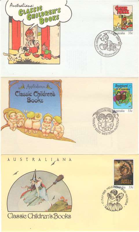 AUSTRALIA CLASSIC CHILDRENS BOOKS FDC'S X 5