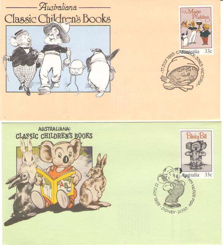 AUSTRALIA CLASSIC CHILDRENS BOOKS FDC'S X 5