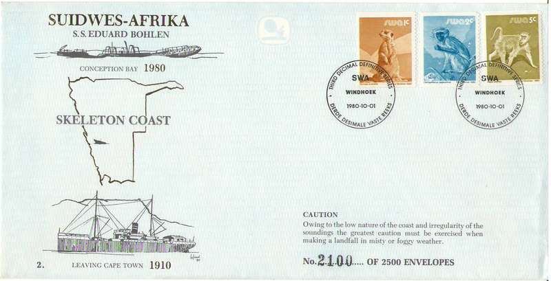 SWA FDC SHIP EDUARD BOHLEN