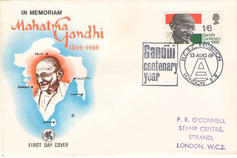 FDC MAHATMA GHANDI ILLUSTRATED COVER GB 1969