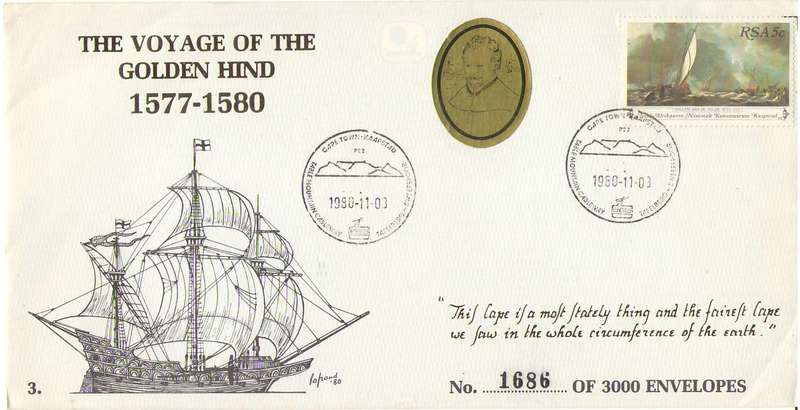 RSA NUMBERED FDC - VOYAGE OF THE GOLDEN HIND