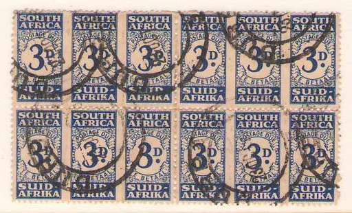 POSTAGE DUE 1943 PD32 SUPERB BLOCK OF 12 (4 UNITS) CV R5600