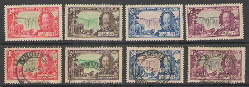 SOUTHERN RHODESIA SILVER JUBILEE UMM SET AND VFU NICE CANCELS CV R1500
