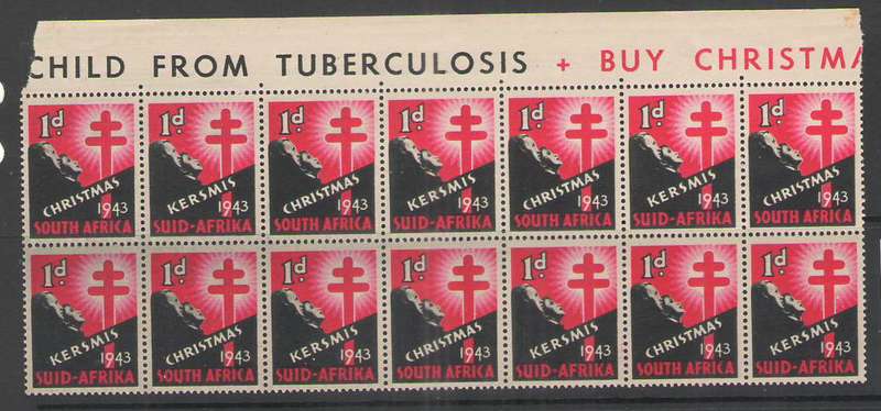 CHRISTMAS STAMPS 1943 UMM BLOCK OF 14 WITH LOGO