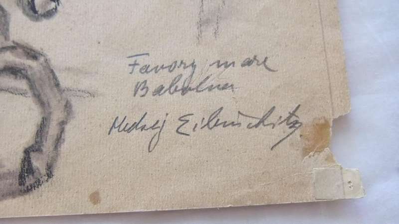 An original pencil sketch by international artist Hedwig Brecher Eibuschitz " horse study "