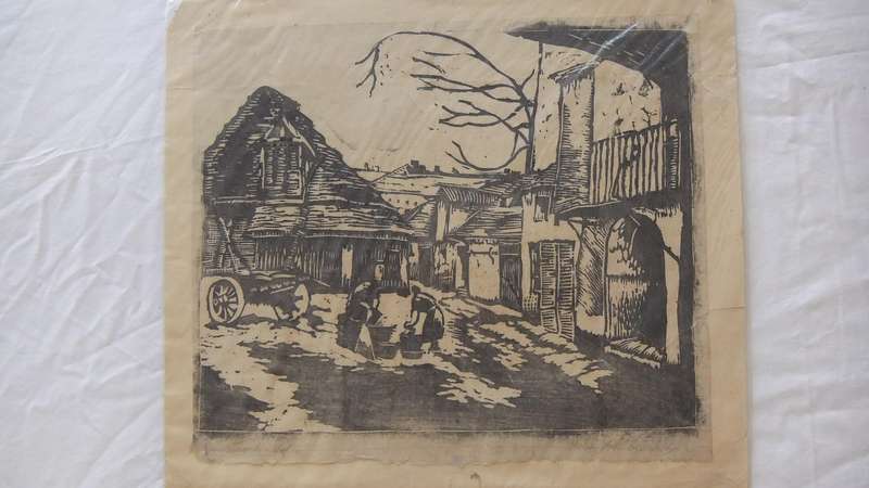 An original woodblock print by Hedwig Brecher Eibuschitz - prior to coming to South Africa