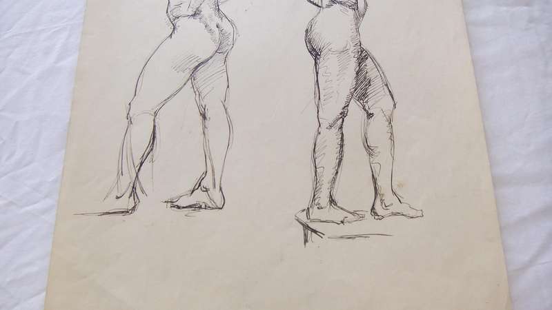 An original ink sketch by international artist Hedwig Brecher Eibuschitz " nude study "