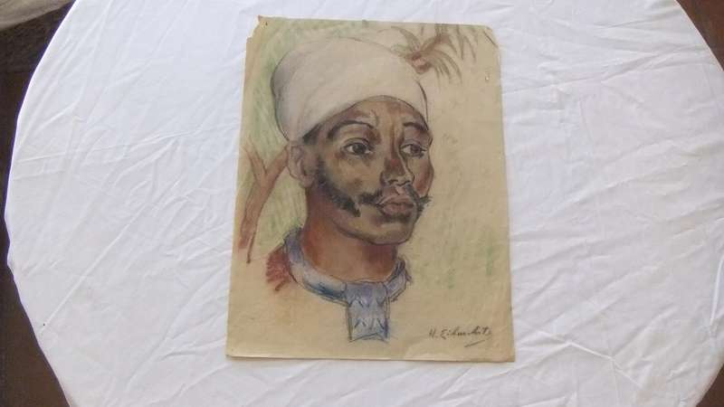 An original charcoal sketch by international artist Hedwig Brecher Eibuschitz " figure study "