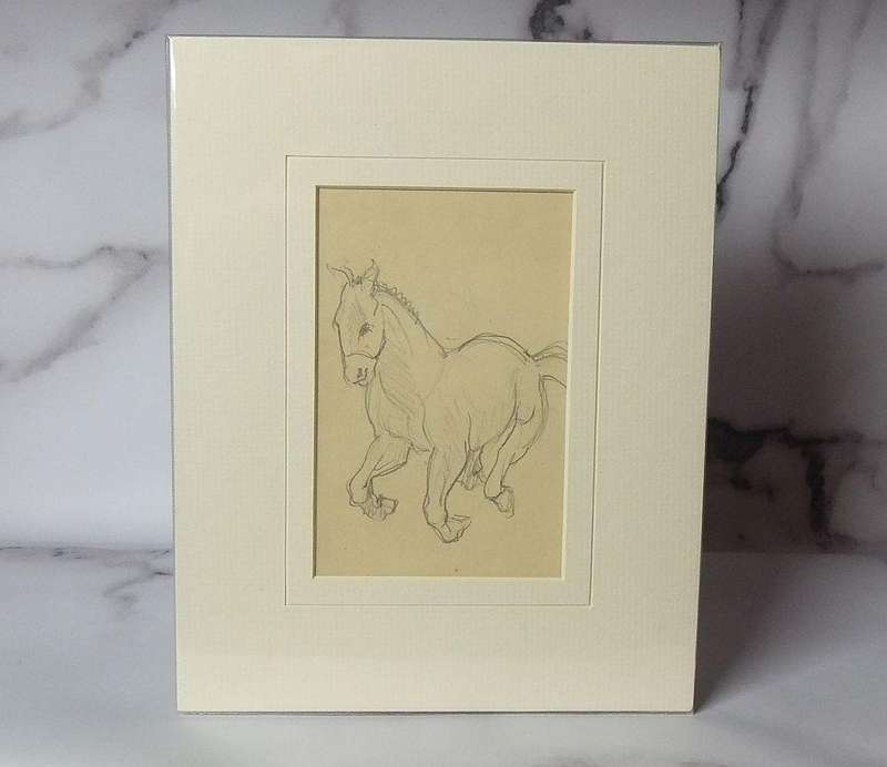 An original pencil sketch by international artist Hedwig Brecher Eibuschitz " horse study "