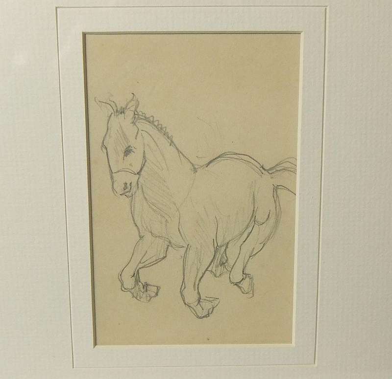 An original pencil sketch by international artist Hedwig Brecher Eibuschitz " horse study "