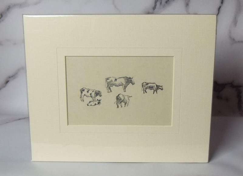 An original pencil sketch by international artist Hedwig Brecher Eibuschitz " cow study "